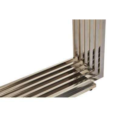 Moda White Marble Effect Console Table with Silver Finish Base