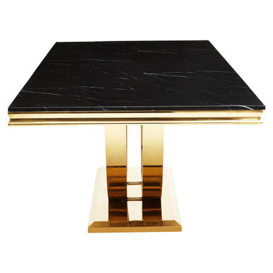 Moda Black Marble Effect Rectangular Dining Table with Gold Finish Base