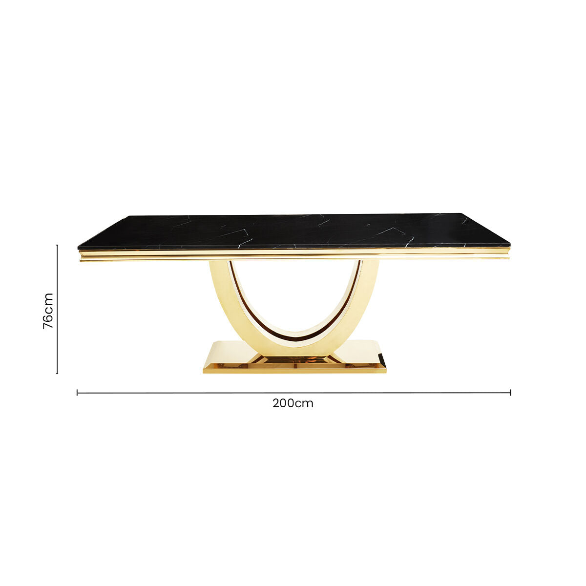 Moda Black Marble Effect Rectangular Dining Table with Gold Finish Base