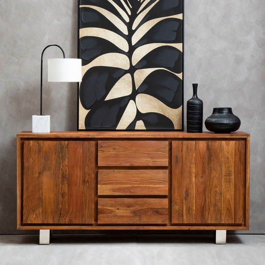 Acacia Wood 2 Door and 3 Drawer Sideboard