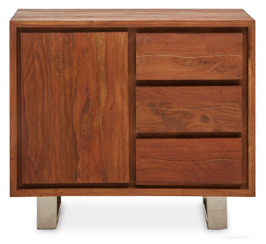Acacia Wood 1 Door and 3 Drawer Sideboard