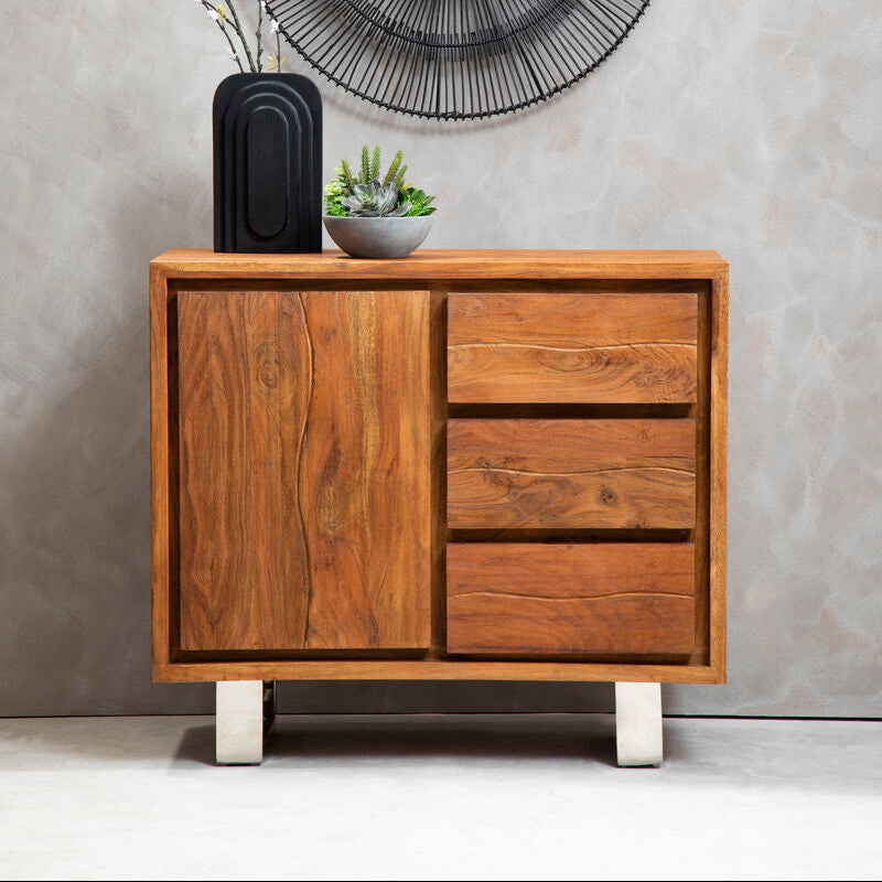 Simla Acacia Wood 1 Door and 3 Drawer Sideboard