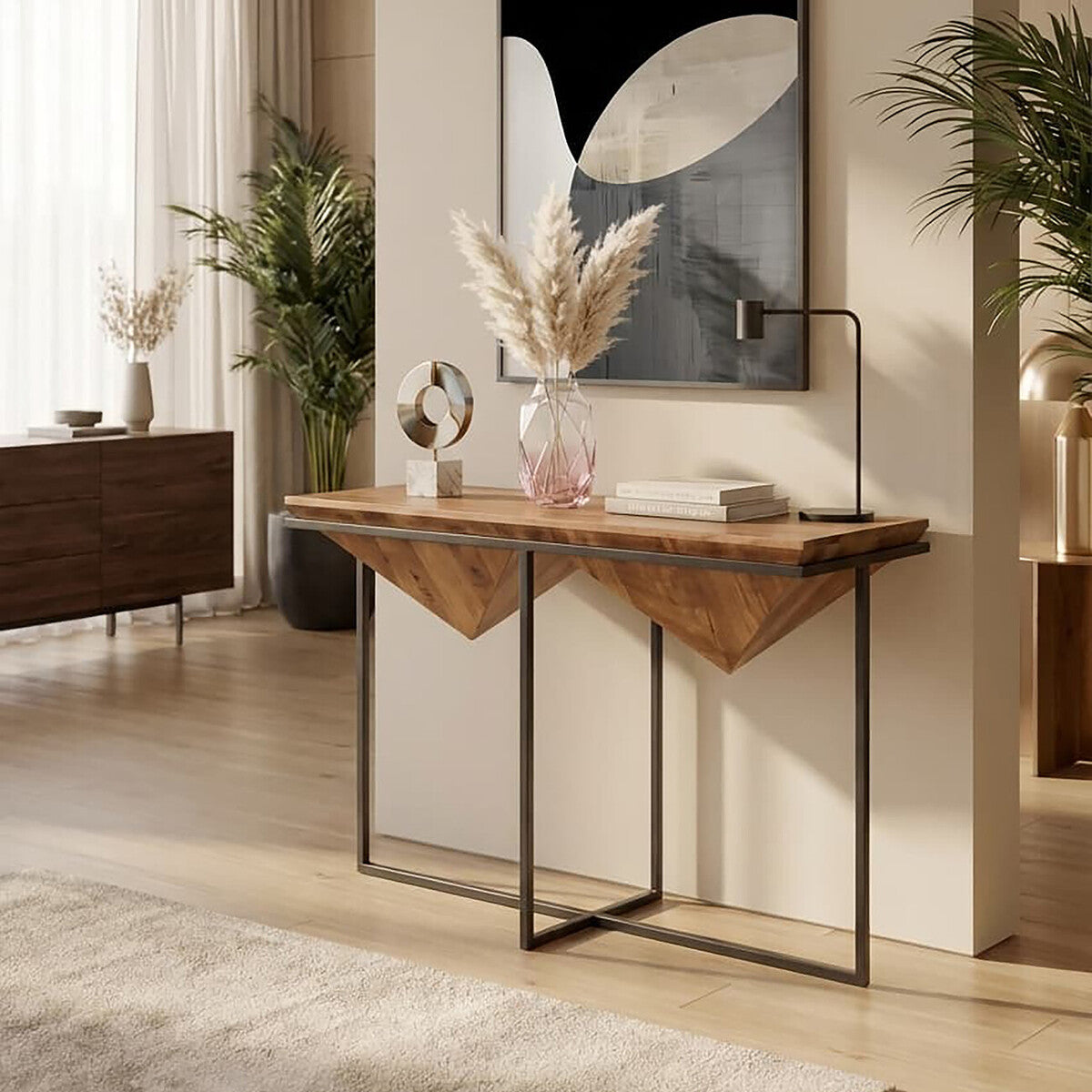 Shimla Acacia Wood Pyramid Console Table