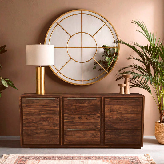 Sheesham and Acacia Wood 2 Door and 3 Drawer Sideboard