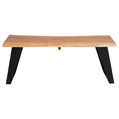 Acacia Wood Top Coffee Table with Black Iron Legs