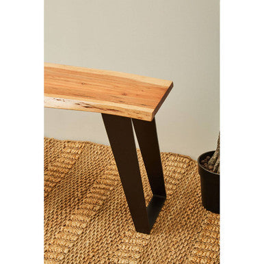 Surax Natural Acacia Wood Bench with Live Edge