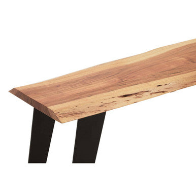 Surax Natural Acacia Wood Bench with Live Edge