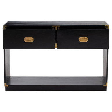 Sarter Black Mango Wood 2 Drawer Console Table