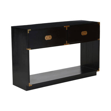 Sarter Black Mango Wood 2 Drawer Console Table