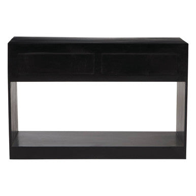 Sarter Black Mango Wood 2 Drawer Console Table