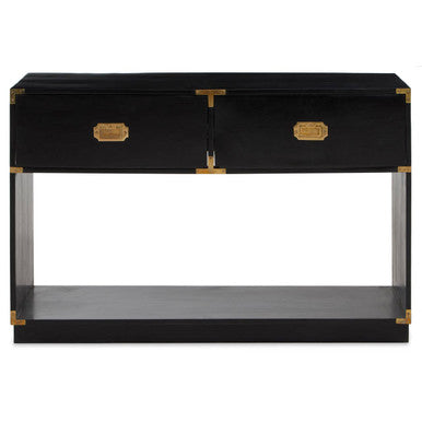 Sarter Black Mango Wood 2 Drawer Console Table