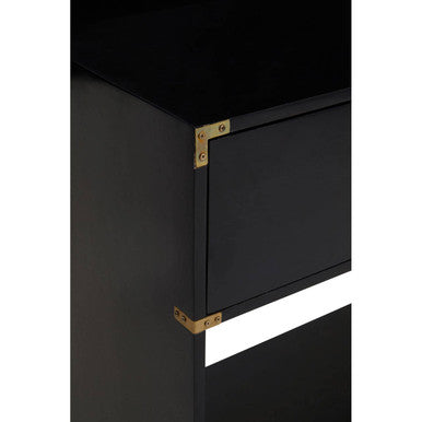 Sarter Black Mango Wood 2 Drawer Console Table