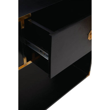 Sarter Black Mango Wood 2 Drawer Console Table
