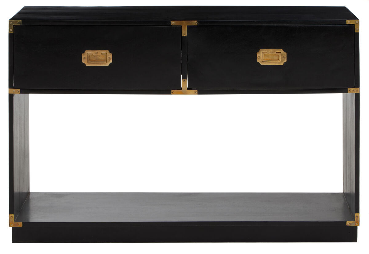 Sarter Black Mango Wood 2 Drawer Console Table