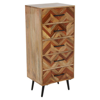 Boho Natural Mango Wood 5 Drawer Chest
