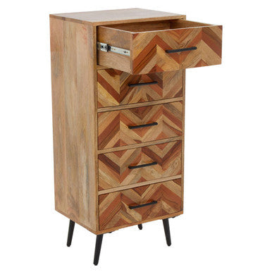 Boho Natural Mango Wood 5 Drawer Chest