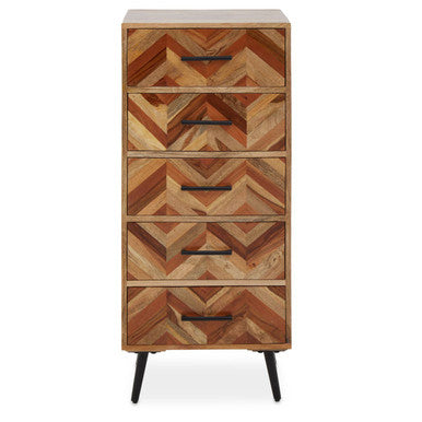 Boho Natural Mango Wood 5 Drawer Chest