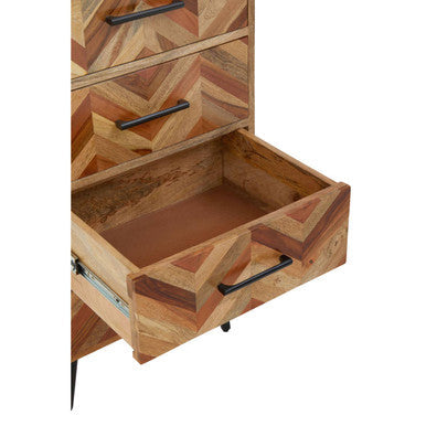 Boho Natural Mango Wood 5 Drawer Chest