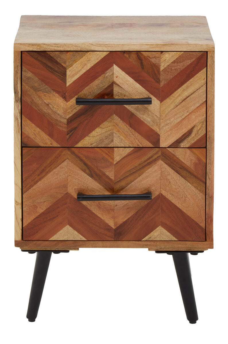 Boho Natural Mango Wood 2 Drawer Bedside Table