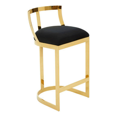 Azalea Black Velvet Bar Chair with Gold Finish Base