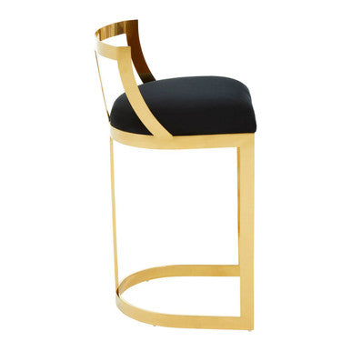 Azalea Black Velvet Bar Chair with Gold Finish Base