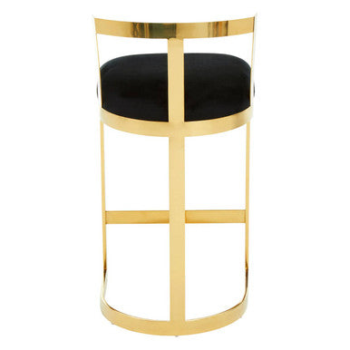 Azalea Black Velvet Bar Chair with Gold Finish Base