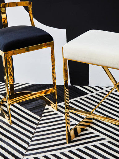 Azalea Black Velvet Bar Chair with Gold Finish Base