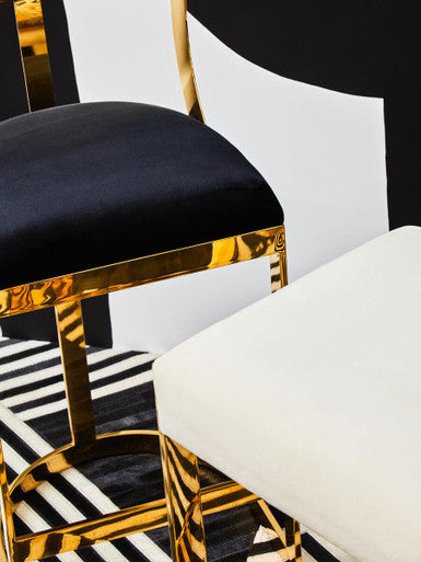 Azalea Black Velvet Bar Chair with Gold Finish Base