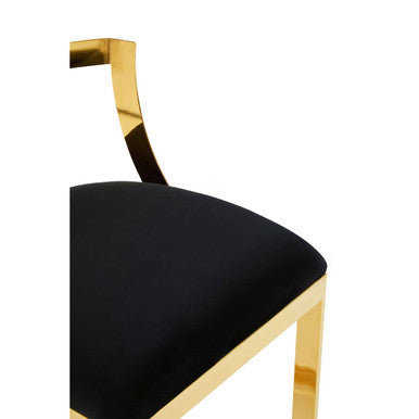 Azalea Black Velvet Bar Chair with Gold Finish Base