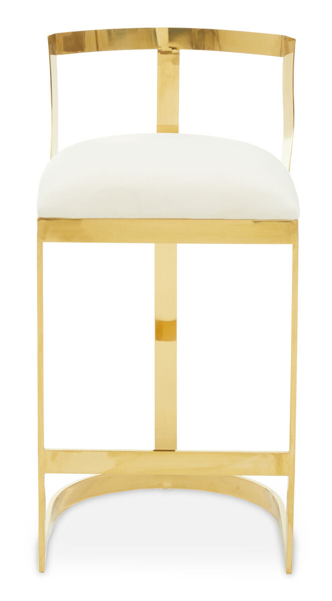 Azalea Ivory Velvet Bar Chair with Gold Finish Frame