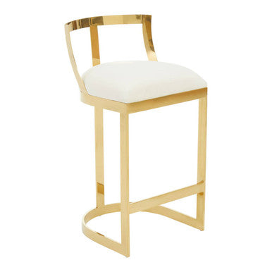 Azalea Ivory Velvet Bar Chair with Gold Finish Frame