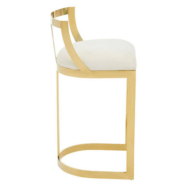 Azalea Ivory Velvet Bar Chair with Gold Finish Frame
