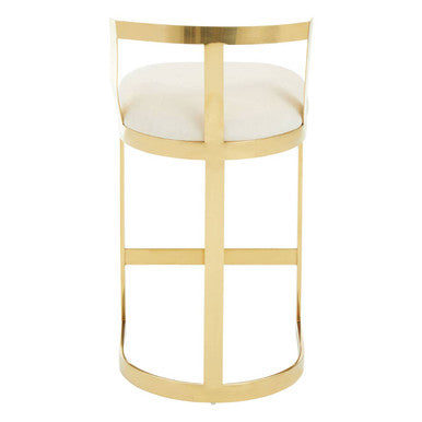 Azalea Ivory Velvet Bar Chair with Gold Finish Frame