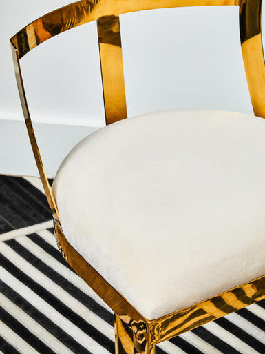 Azalea Ivory Velvet Bar Chair with Gold Finish Frame