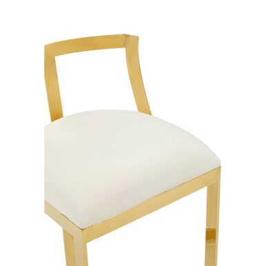 Azalea Ivory Velvet Bar Chair with Gold Finish Frame