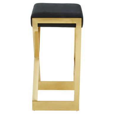 Azalea Black Velvet Bar Chair with Gold Finish Frame