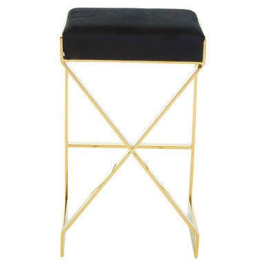 Azalea Black Velvet Bar Chair with Gold Finish Frame