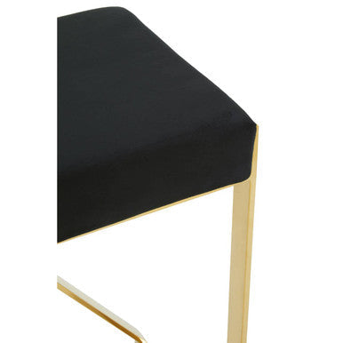 Azalea Black Velvet Bar Chair with Gold Finish Frame