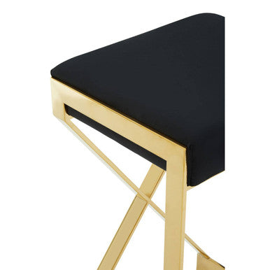 Azalea Black Velvet Bar Chair with Gold Finish Frame