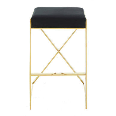 Azalea Black Velvet Bar Chair with Gold Finish Frame