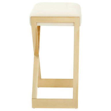 Azalea Ivory Velvet Bar Stool with Gold Finish Base