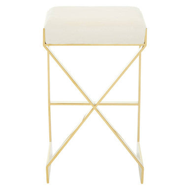 Azalea Ivory Velvet Bar Stool with Gold Finish Base