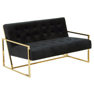 Azalea Black Velvet 2 Seater Sofa with Gold Finish Frame