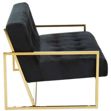 Azalea Black Velvet 2 Seater Sofa with Gold Finish Frame