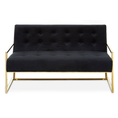 Azalea Black Velvet 2 Seater Sofa with Gold Finish Frame