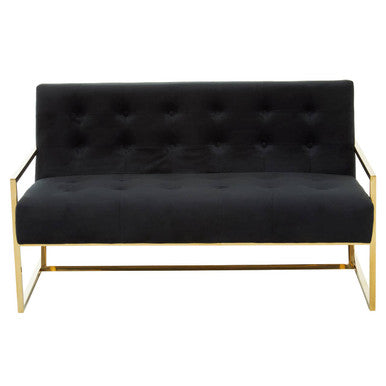 Azalea Black Velvet 2 Seater Sofa with Gold Finish Frame