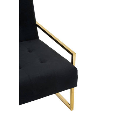 Azalea Black Velvet 2 Seater Sofa with Gold Finish Frame