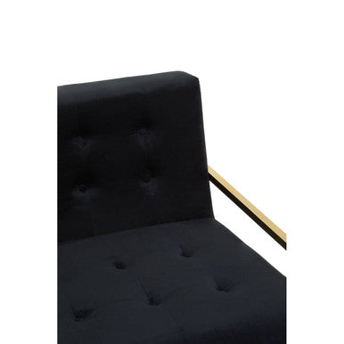 Azalea Black Velvet 2 Seater Sofa with Gold Finish Frame