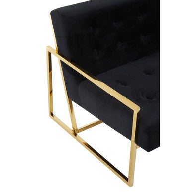 Azalea Black Velvet 2 Seater Sofa with Gold Finish Frame