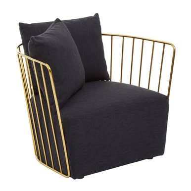 Azalea Black Fabric Chair with Gold Finish Frame